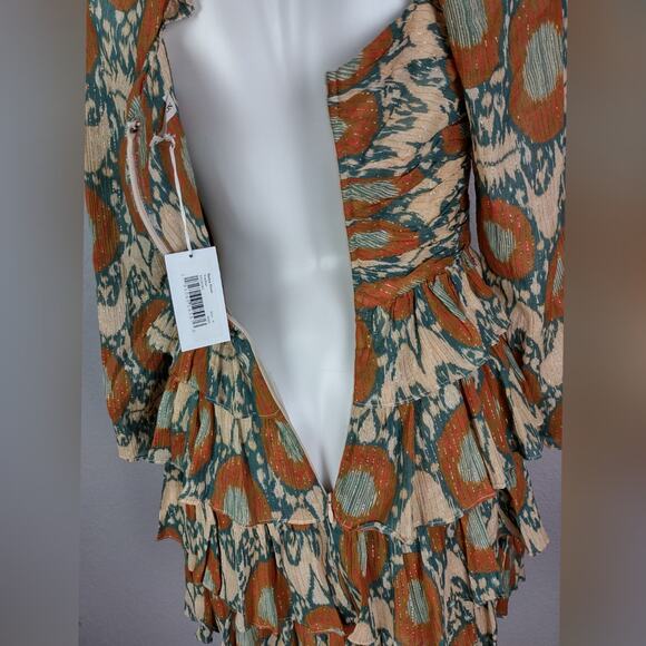 ULLA JOHNSON Naiya Dress Metallic Ruffle Mini Size 6 - Picture 10 of 16